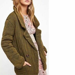 Free People Tawny Pillow Puffer Jacket Coat Washed Green Oversized Size Small